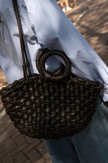 Sac Lior cuir tressé chocolat