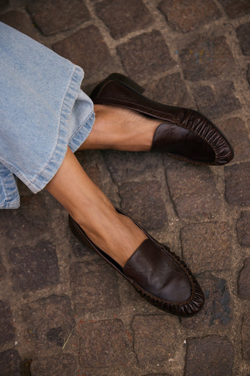 Eden aged brown leather loafers