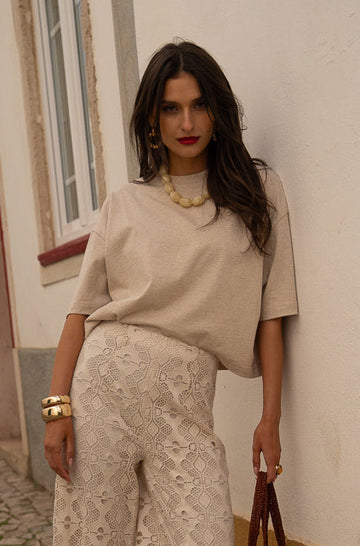 Felipe t-shirt in heather beige