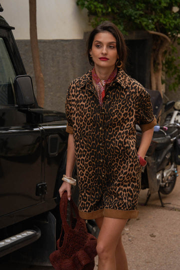 Rupi Leopard Print Jumpsuit Shorts