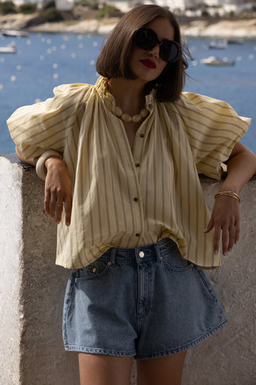 Divina Yellow Striped Blouse