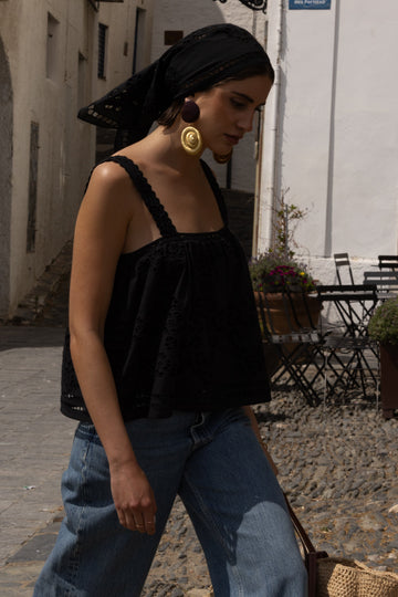 Miuca black embroidered top