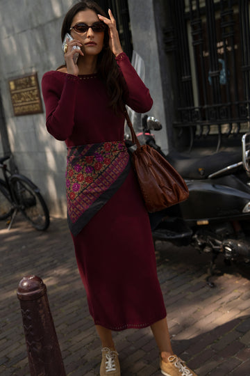 Arletta burgundy knit dress