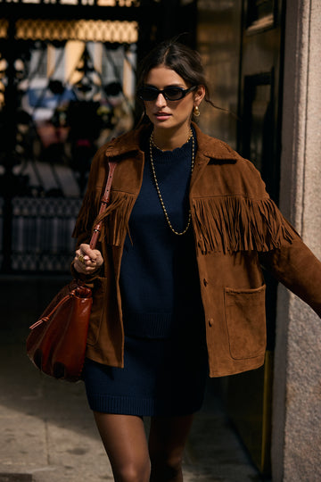 Carly cognac suede coat