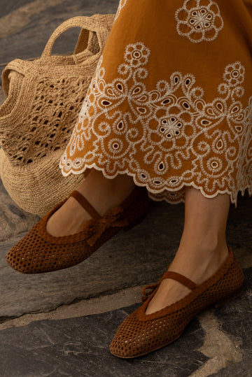 Abigaelle camel openwork ballet flats