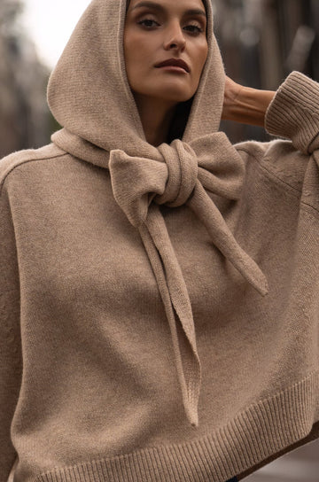 Marta heather beige knit hood