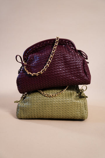 Cellineta burgundy braided leather bag