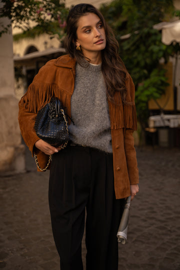 Carly cognac suede coat