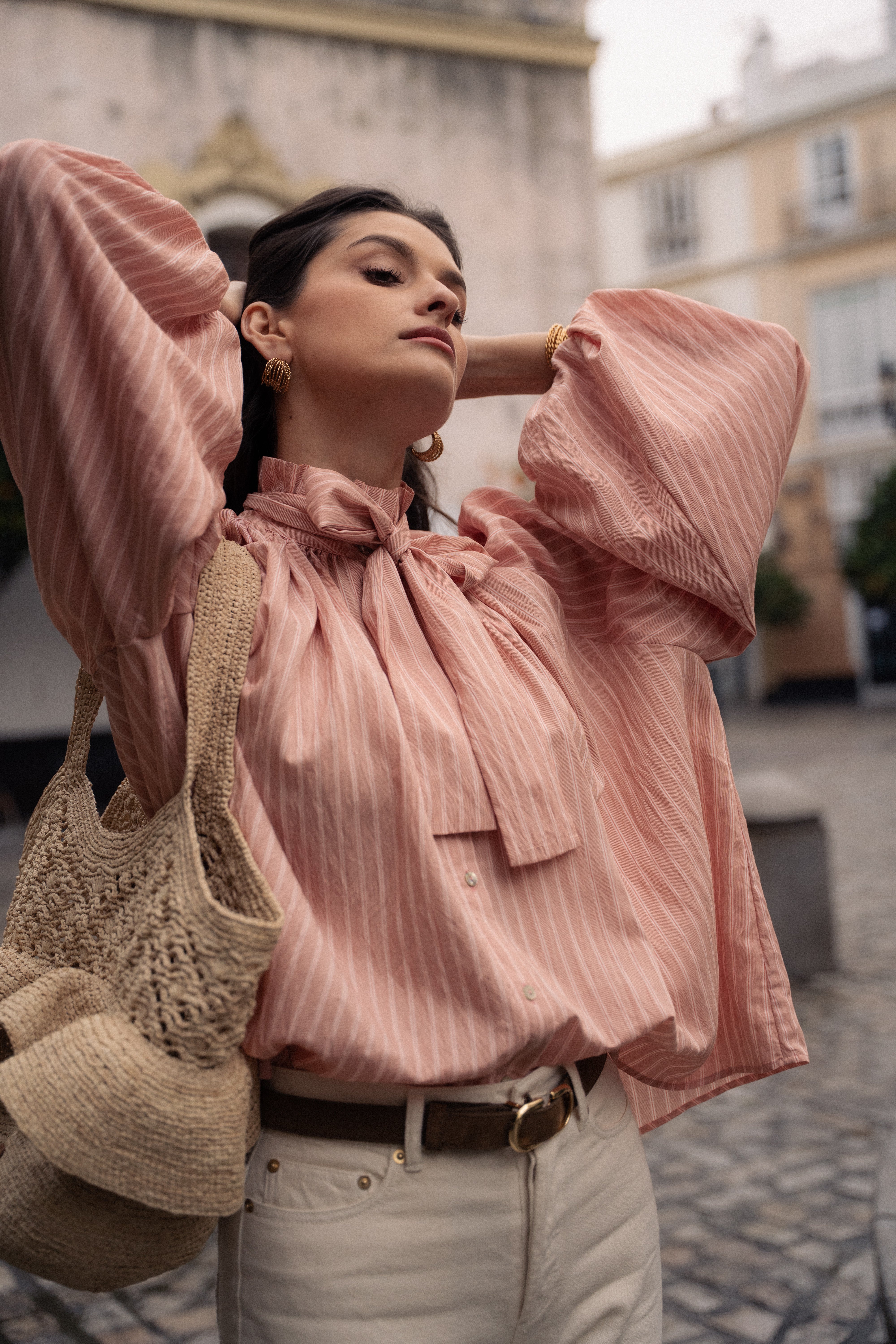 Dinaya pink striped blouse – Maison Stella & Suzie
