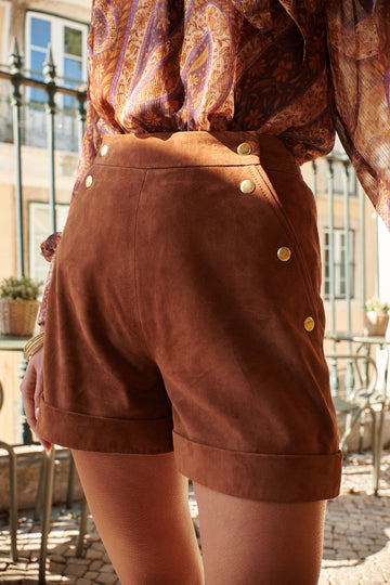 Josif Brown Suede Shorts