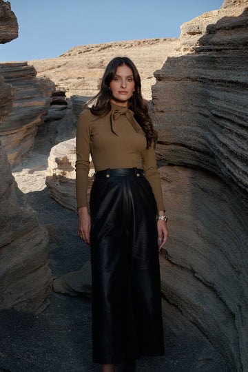 Pantalón de cuero Vesna Negro