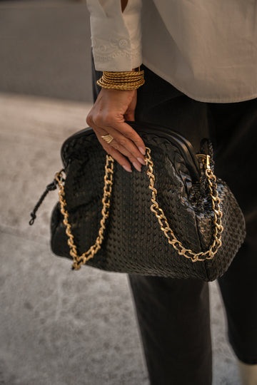 Black Cellineta braided leather bag