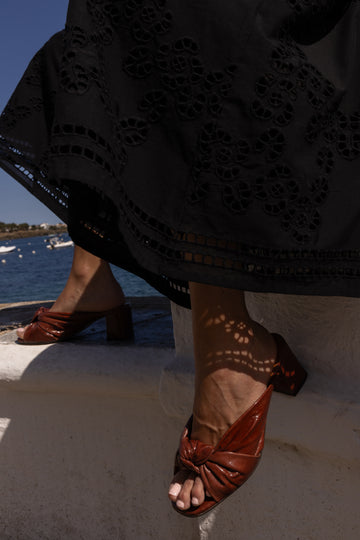 Lea Cognac Heeled Mules