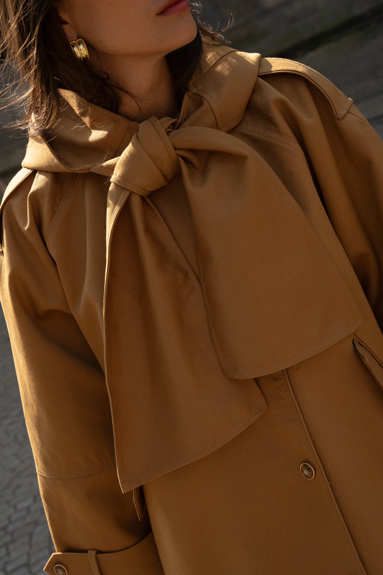 Giorgina short bronze trench coat – Maison Stella & Suzie