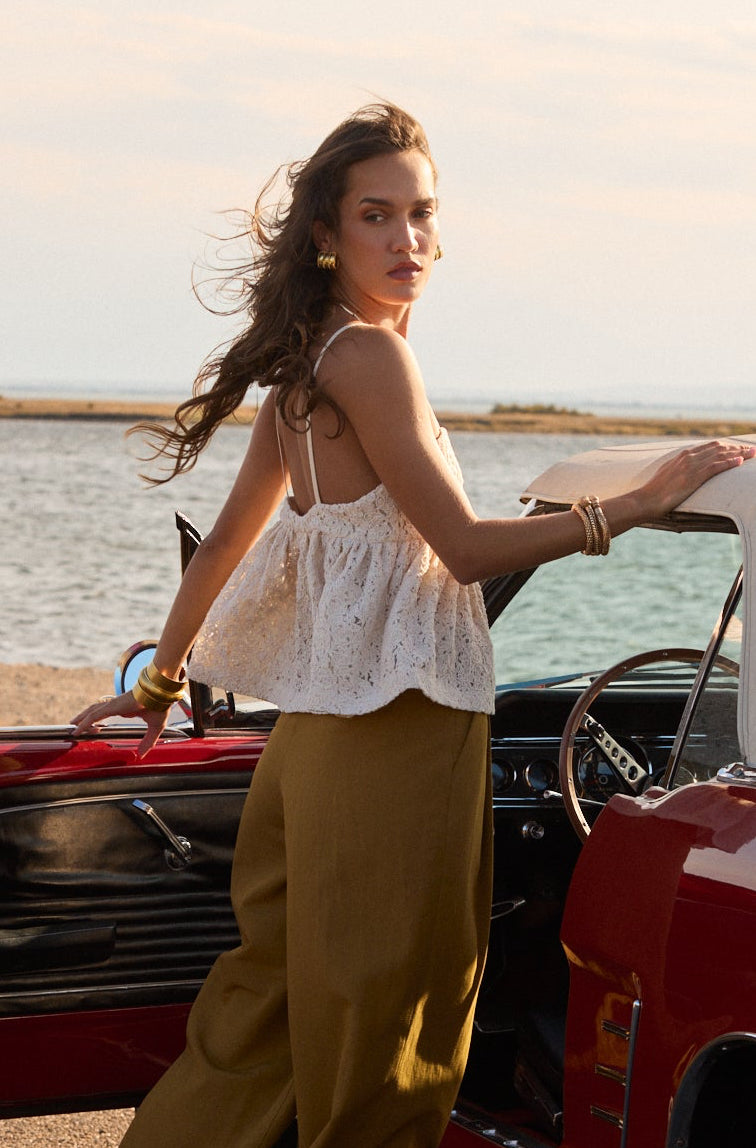 Ecru Lace Top Lou