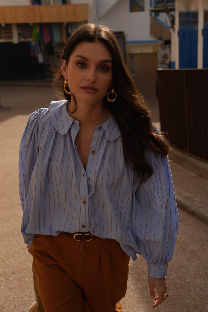 Delphine blue striped blouse