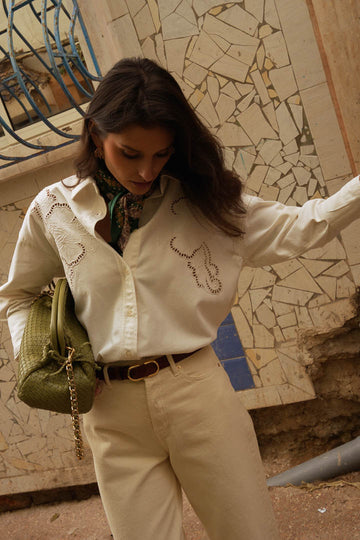 Ivory embroidered Aldinette shirt
