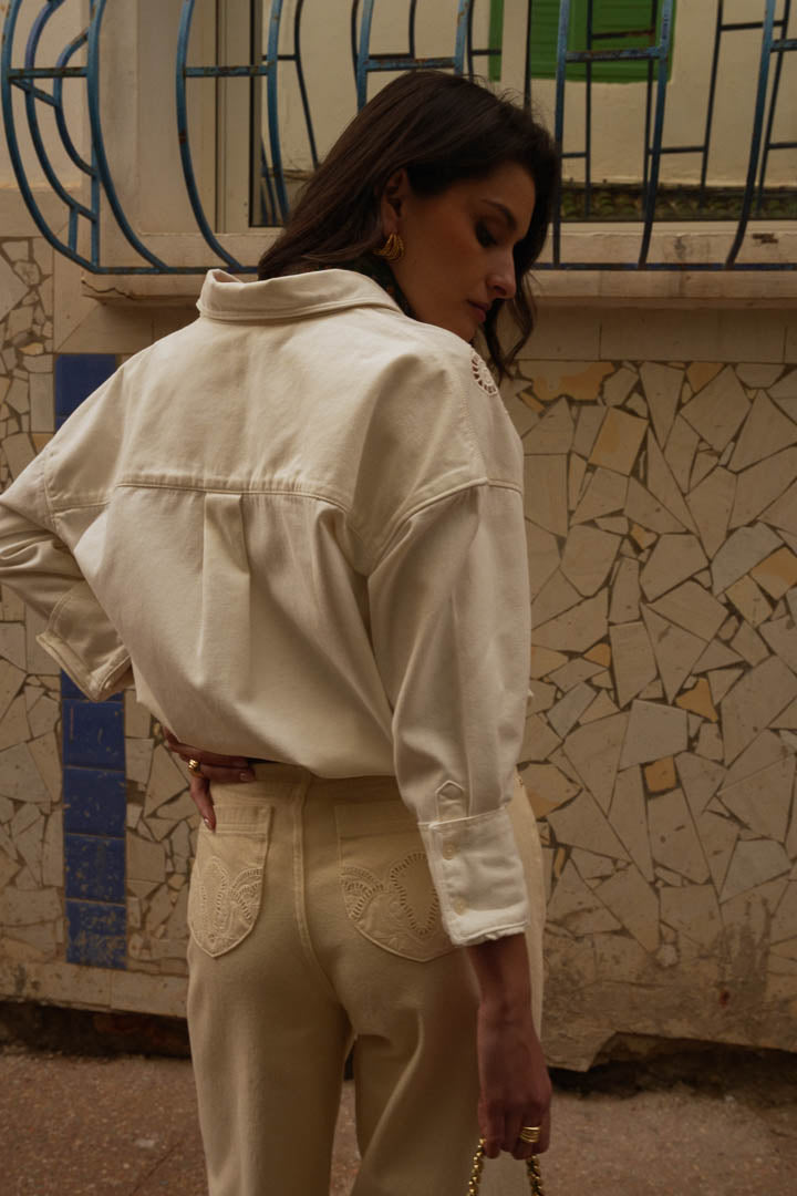 Aldinette embroidered ivory shirt – Maison Stella & Suzie