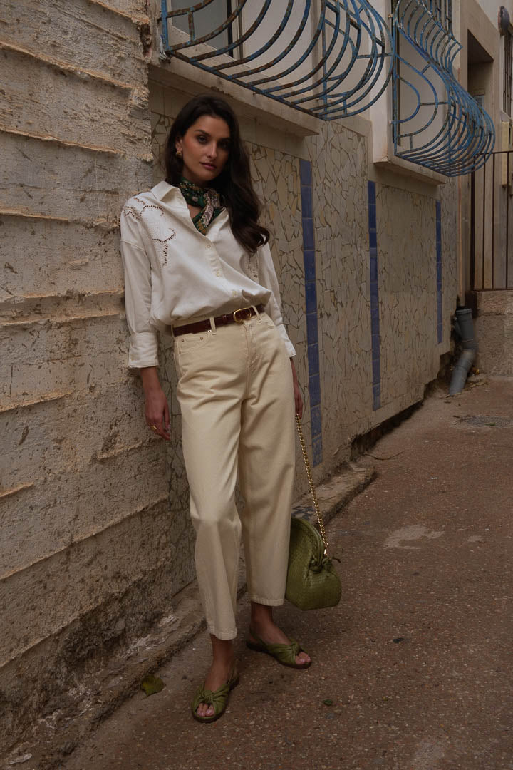 Aldinette embroidered ivory shirt – Maison Stella & Suzie
