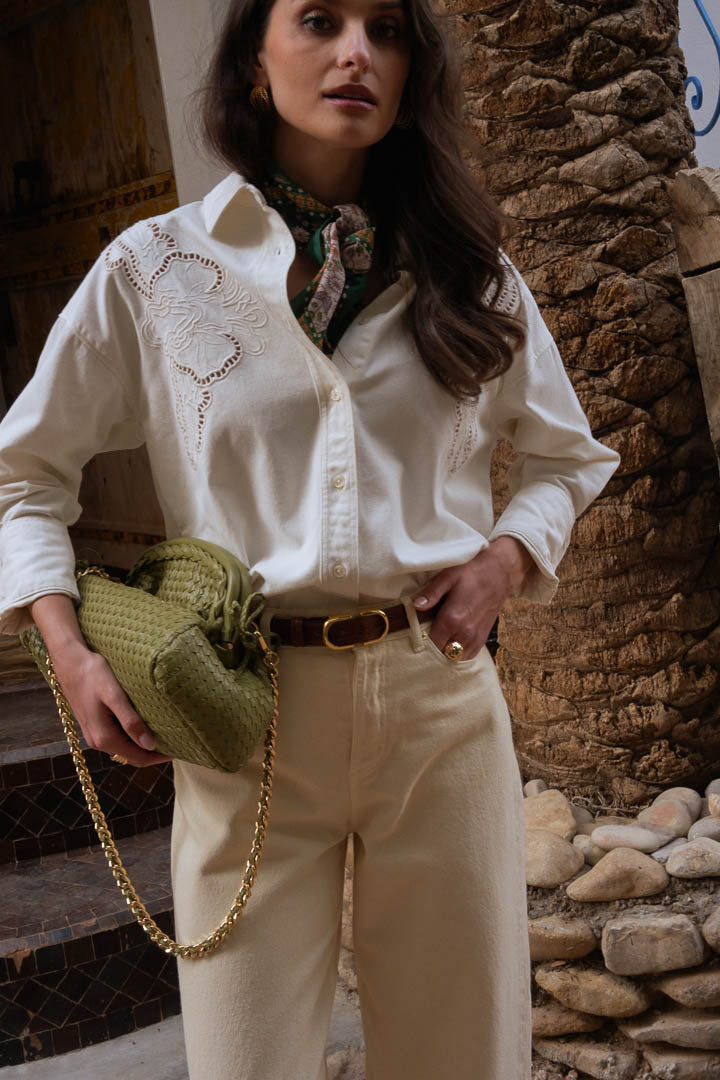 Aldinette embroidered ivory shirt – Maison Stella & Suzie