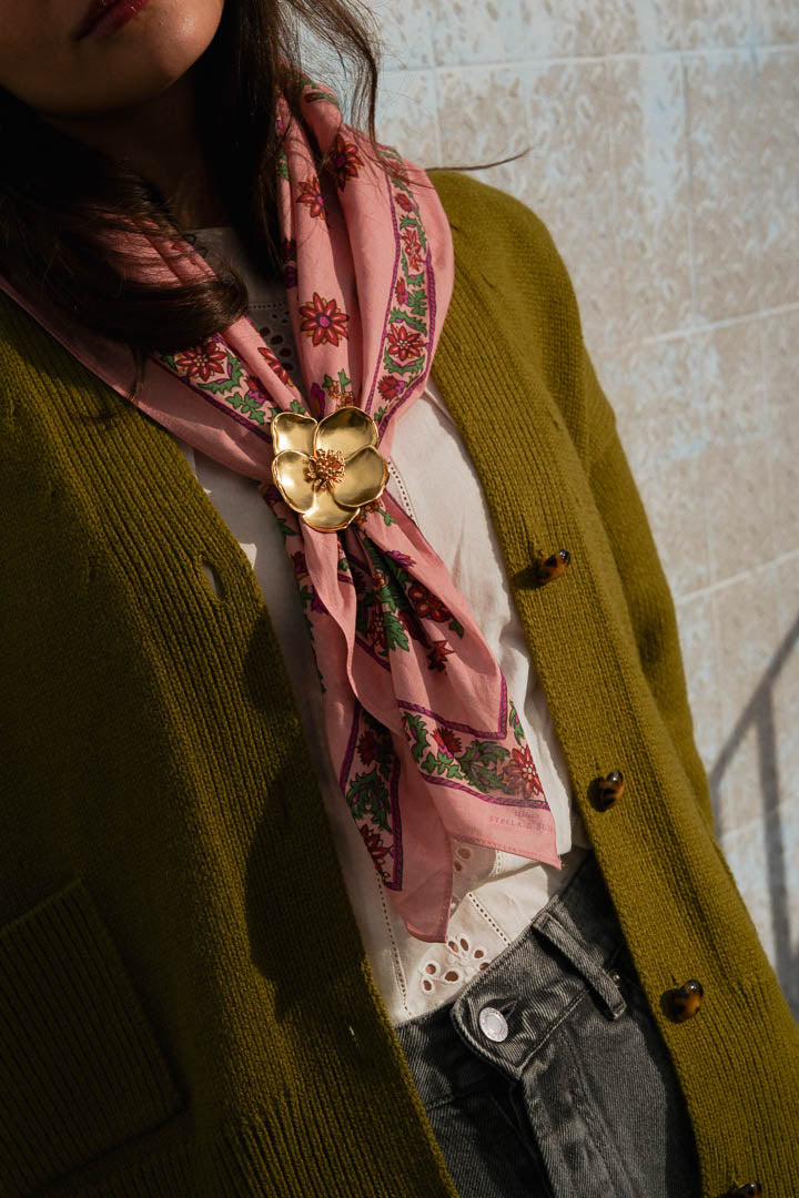 Gold Flower Brooch