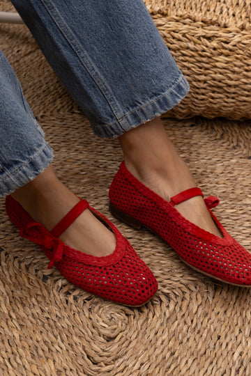 Red openwork Abigaelle ballet flats