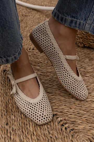 Ecru Abigaelle perforated ballet flats