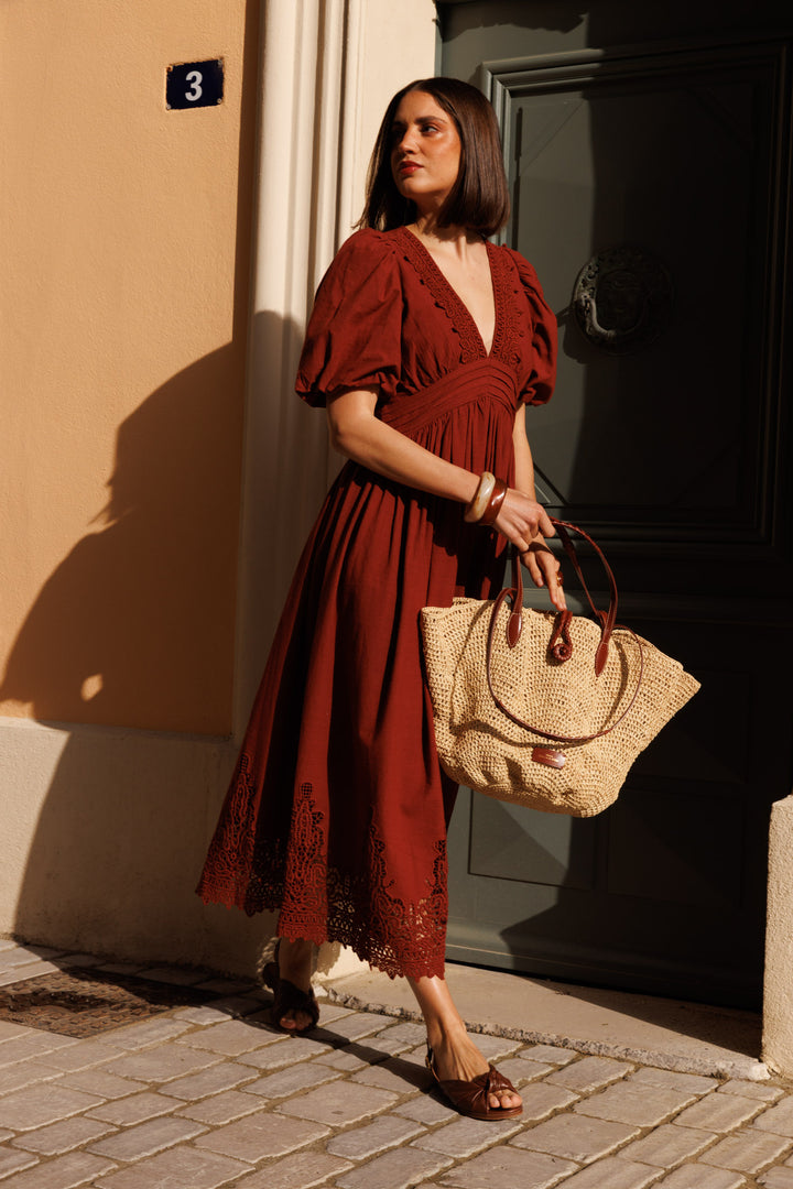 Sevgi Long Dress tuscan red  Maison Stella & Suzie