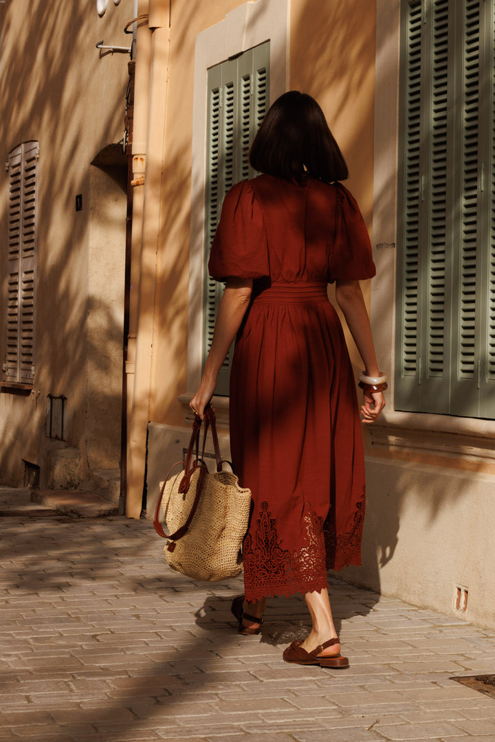 Sevgi Long Dress tuscan red – Maison Stella & Suzie