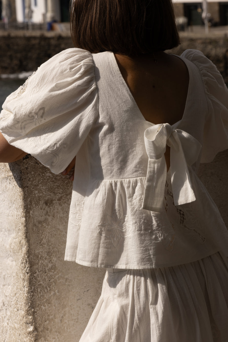 Ecru embroidered Bayron Blouse