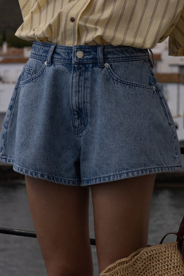 Short double stone Brett denim