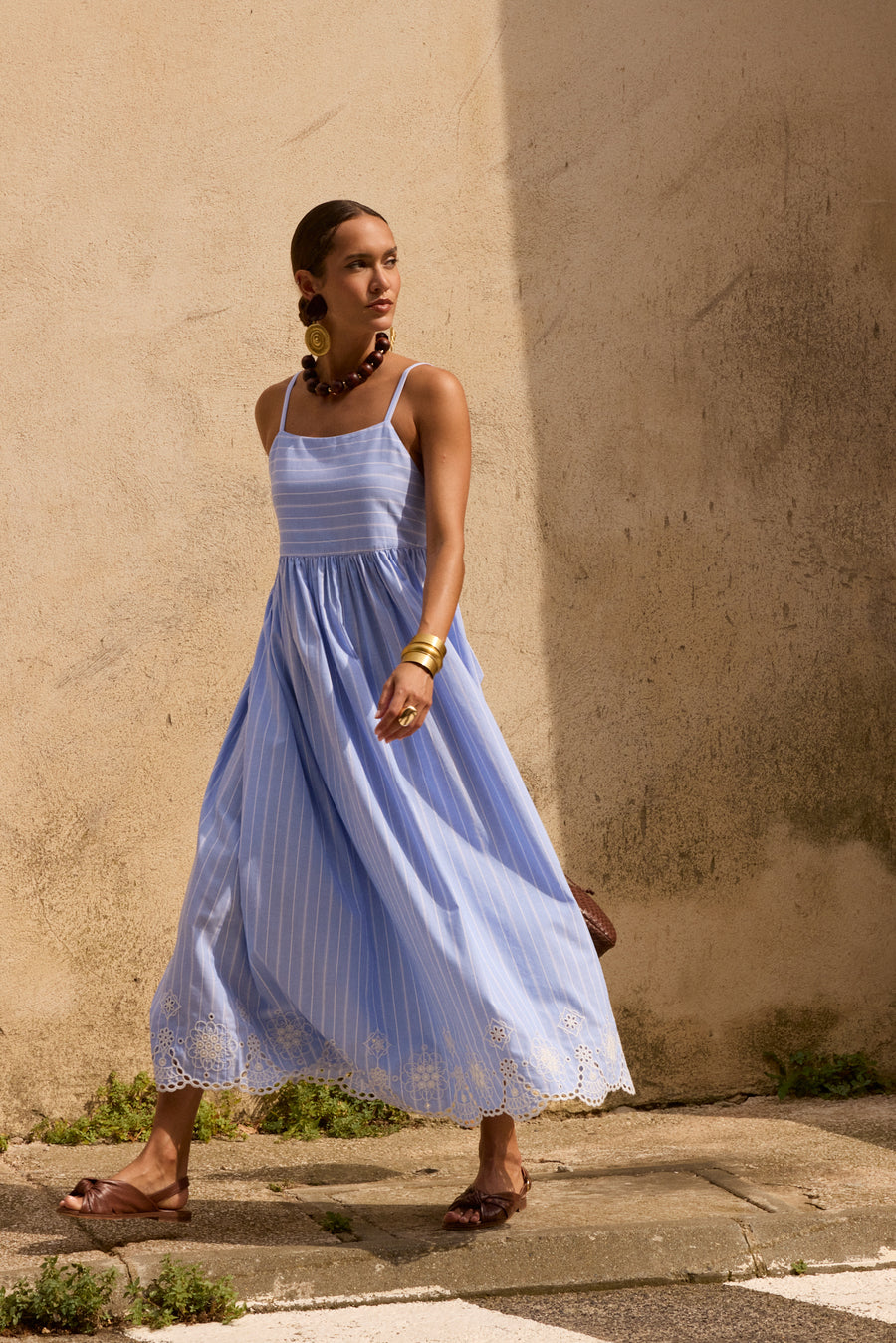 Robe Flore rayures broderies