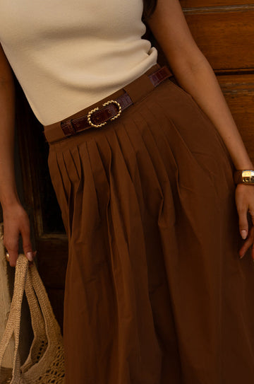 Hena Twisted chocolate tortoiseshell-effect belt