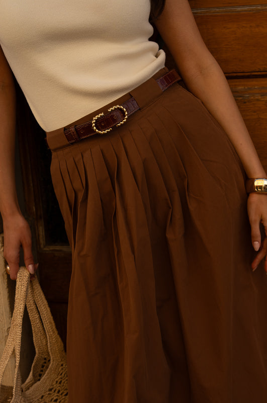 Hena Twisted chocolate tortoiseshell-effect belt