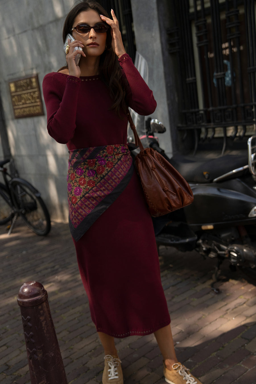 Vestido de punto Arletta burdeos