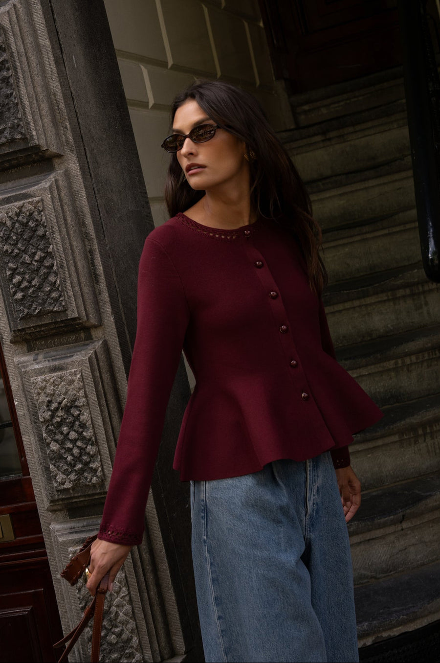 Norma burgundy knit cardigan