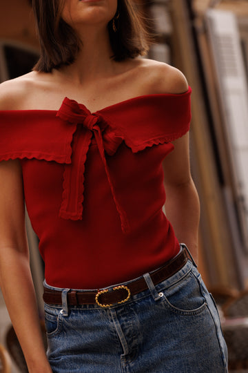 Top Maille Hilly rouge
