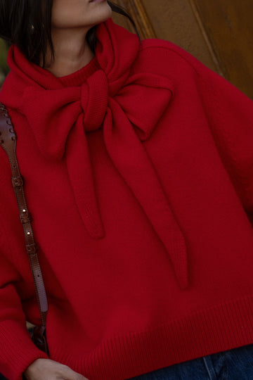 Marta red knit hood
