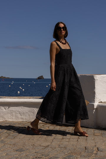 Dulce black embroidered jumpsuit