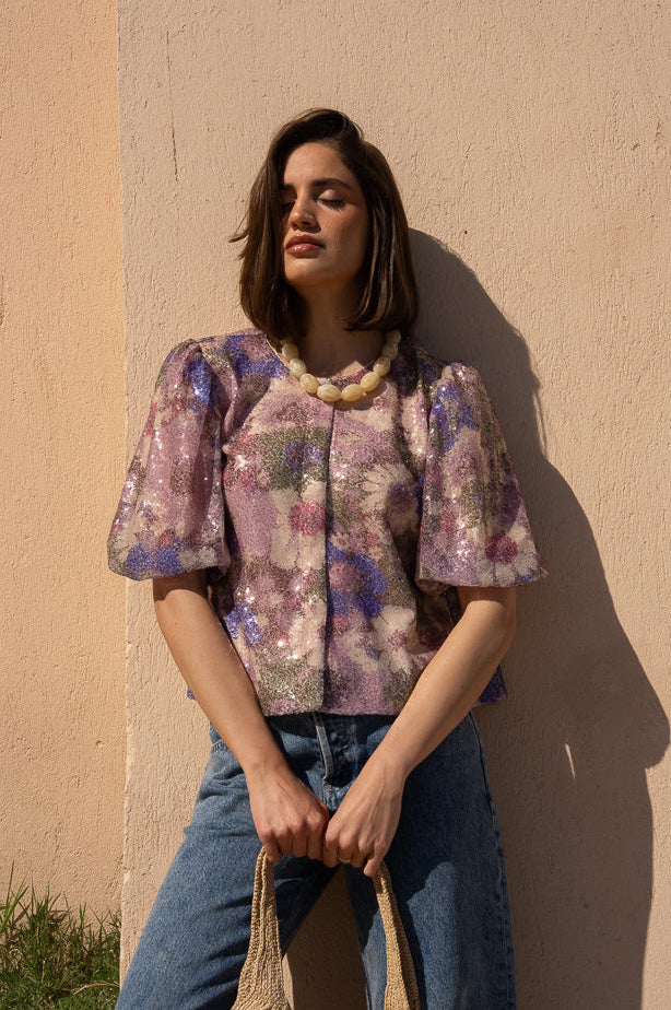Marla Purple Sequin Blouse