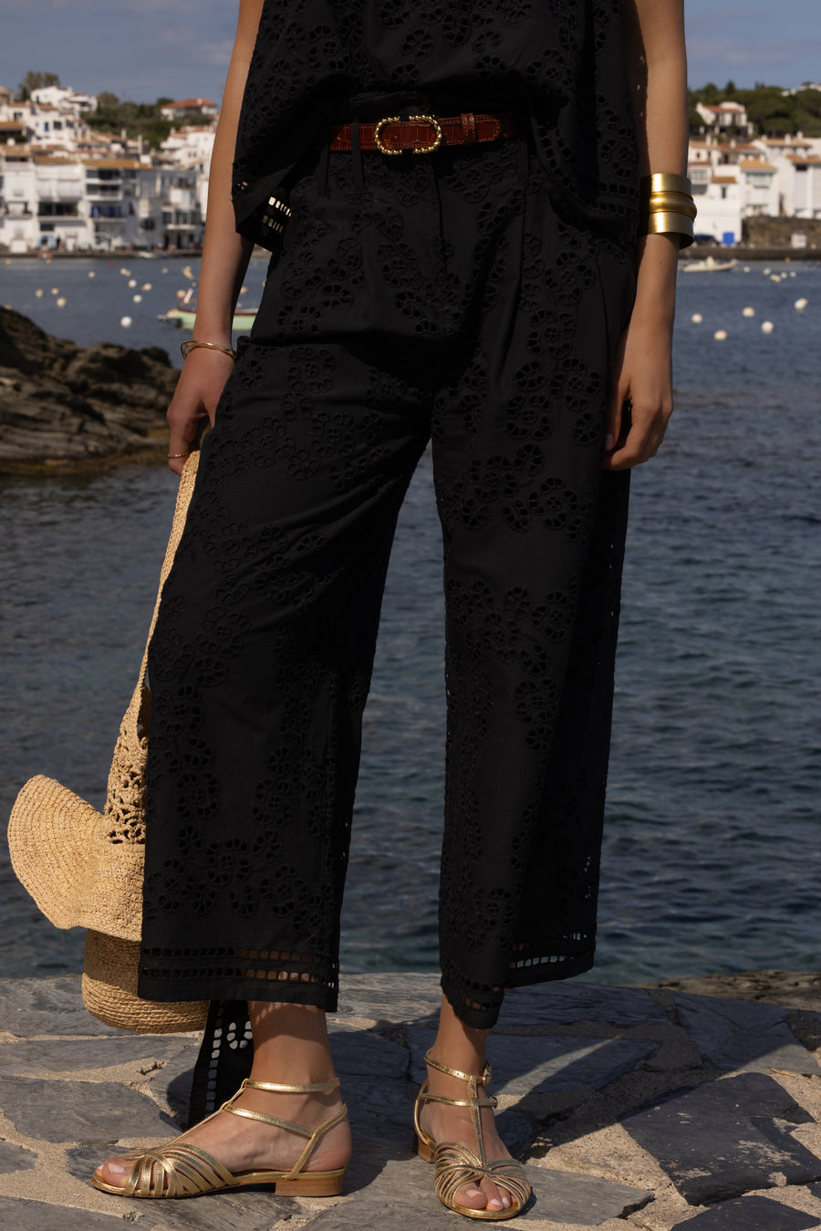 John Embroidered Black Trousers