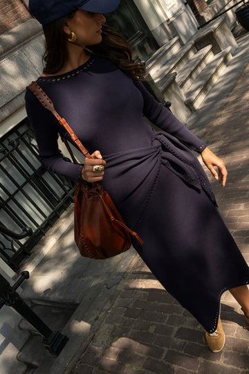 Arletta navy knit dress