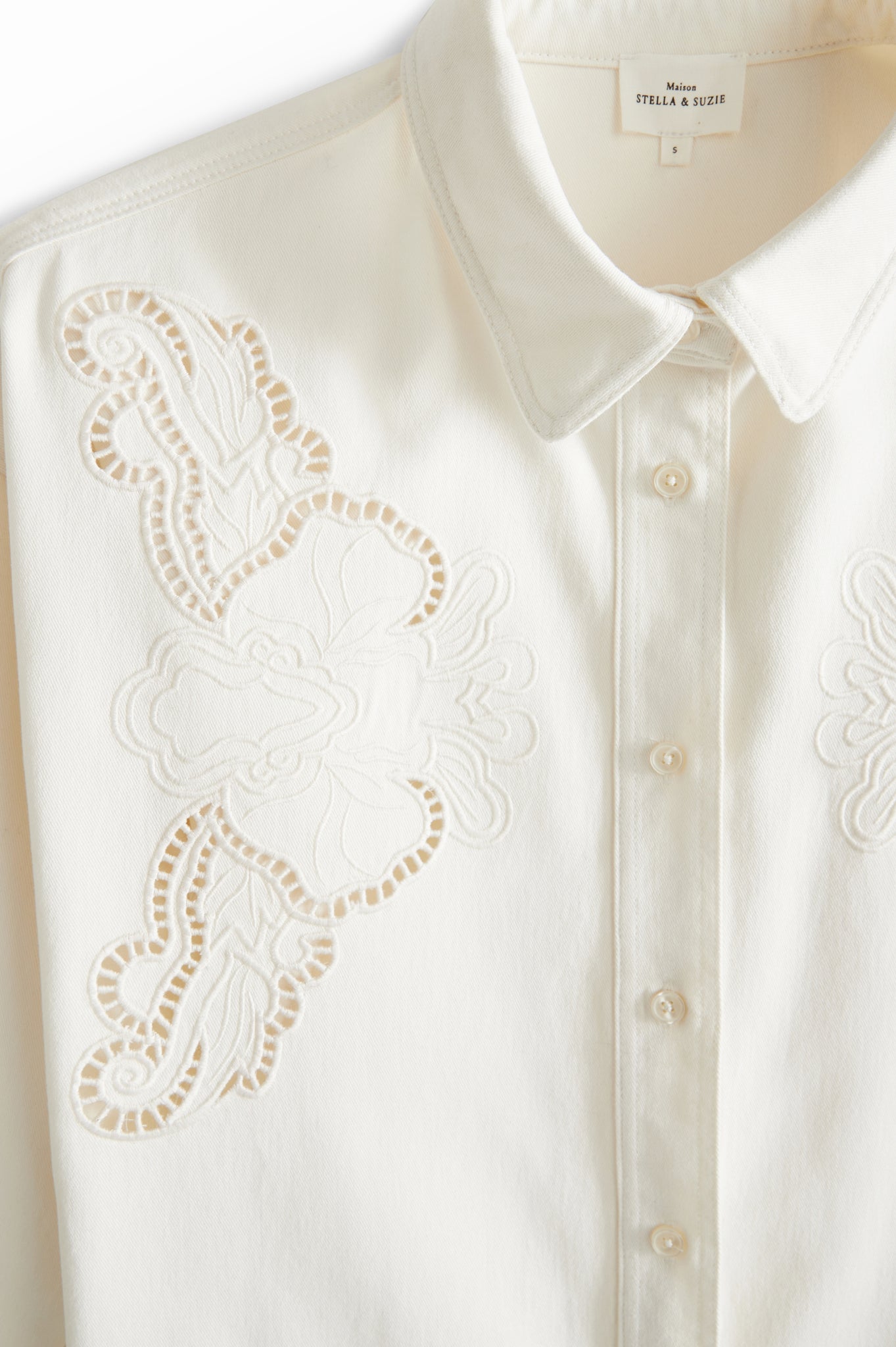 Aldinette embroidered ivory shirt – Maison Stella & Suzie