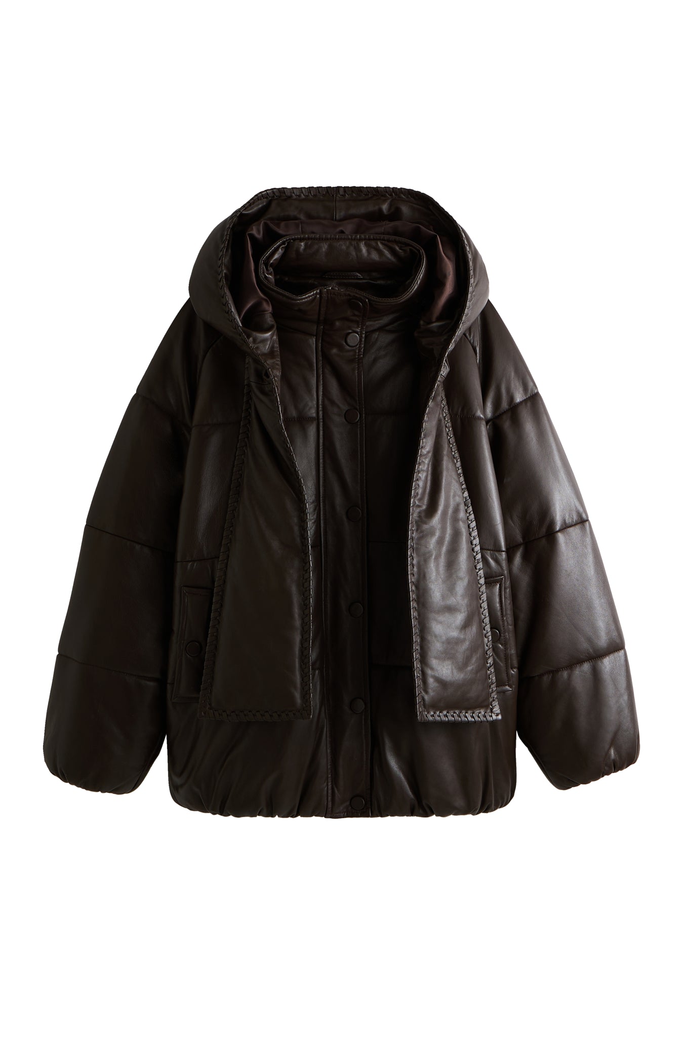 Maxence brown leather puffer jacket – Maison Stella & Suzie