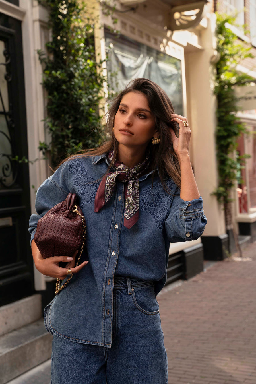 Aldinette stone embroidered shirt