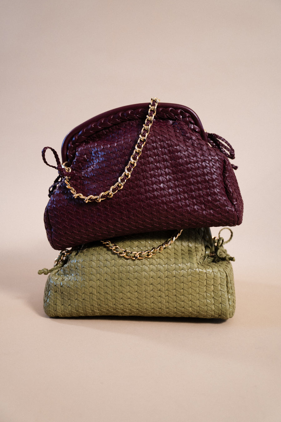Cellineta burgundy braided leather bag