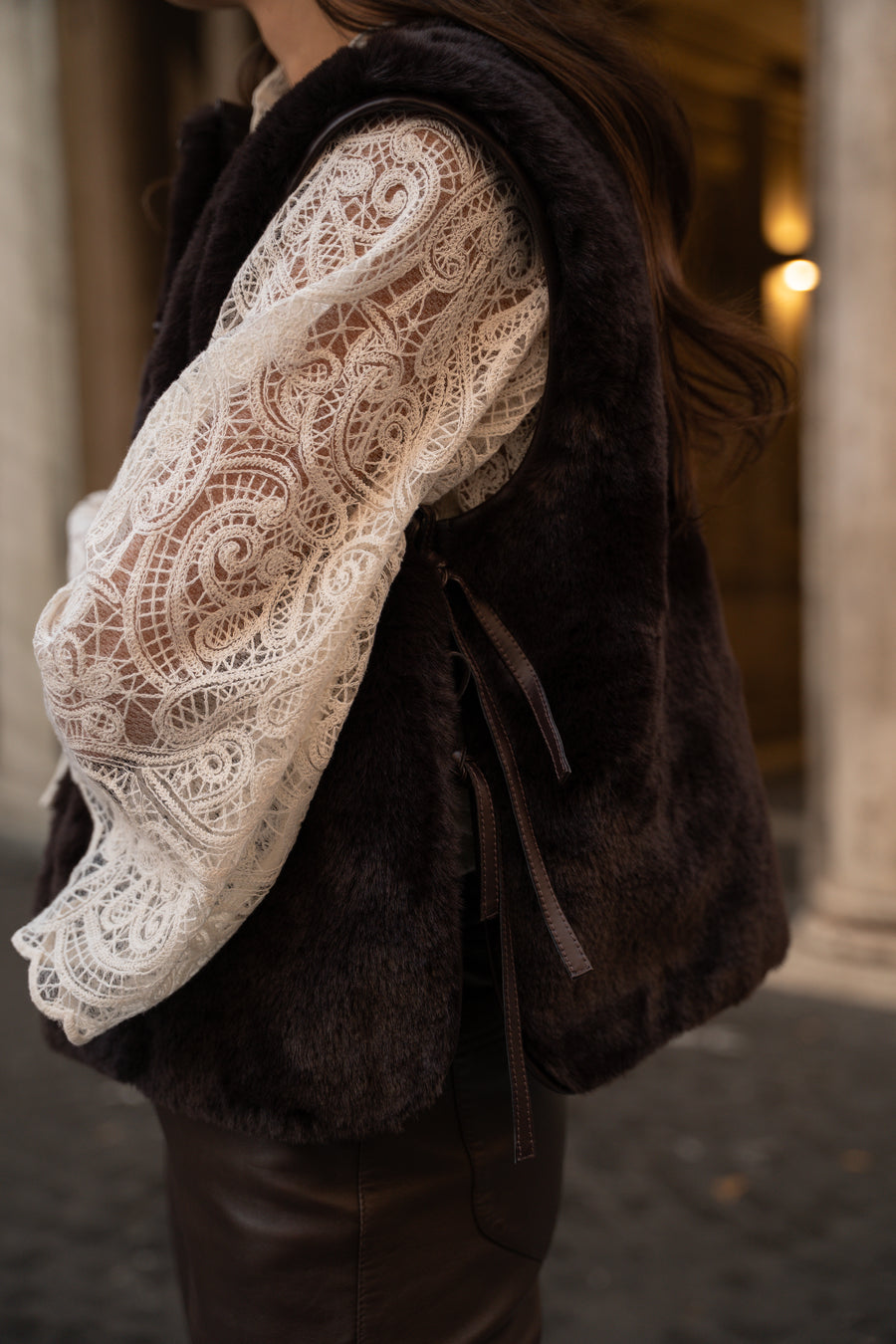 Brown Lova sleeveless vest