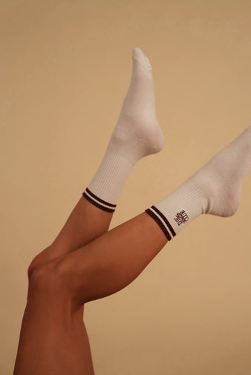 Zan Ecru-Brown Sock Pair