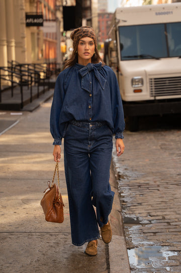 Amarya light raw denim blouse