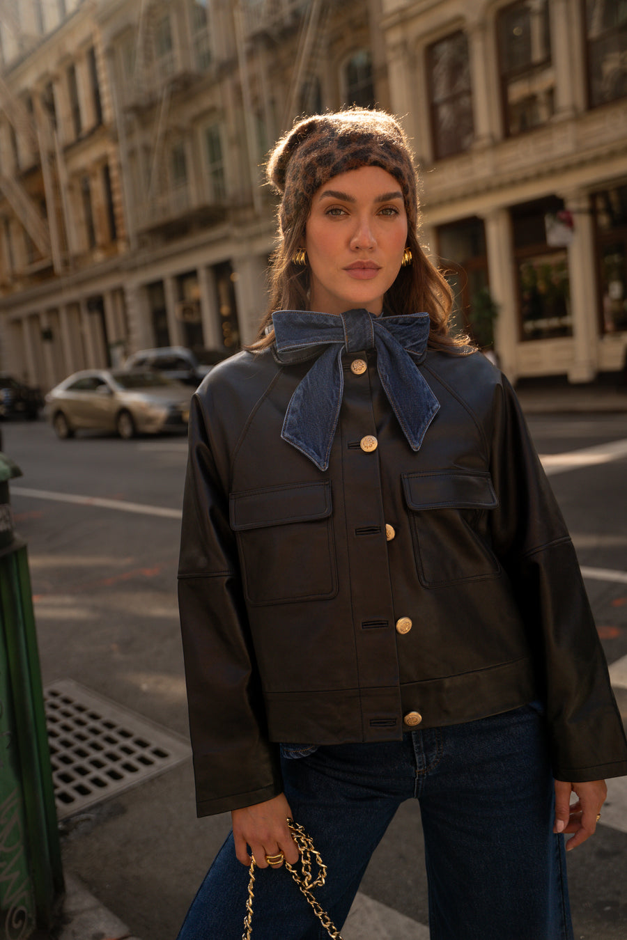 Dion black leather jacket